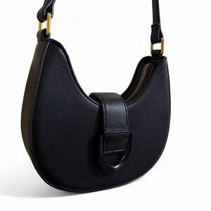 Madison West Black Faux Leather Shoulder Bag